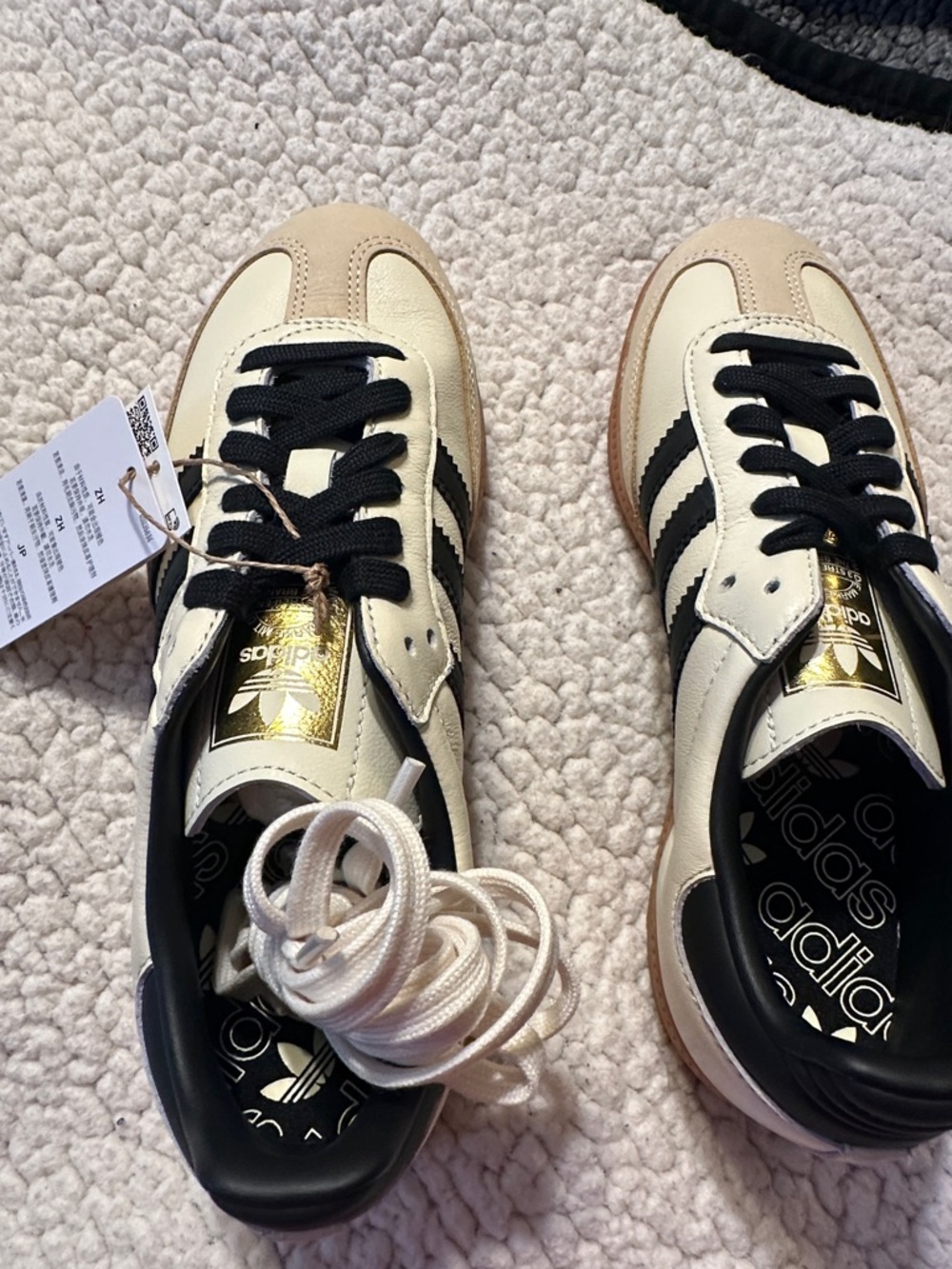 adidas Cream & Black Samba Sneakers with Gum Sole